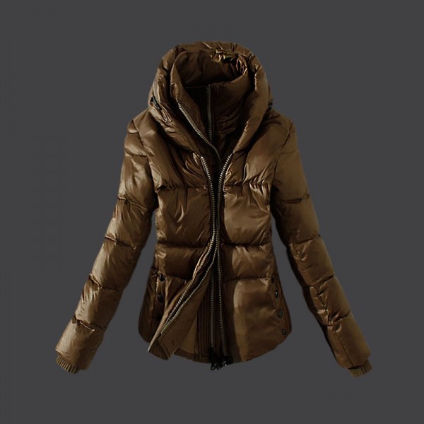 Moncler Donna Giù cappotto marrone scuro Presa M1036